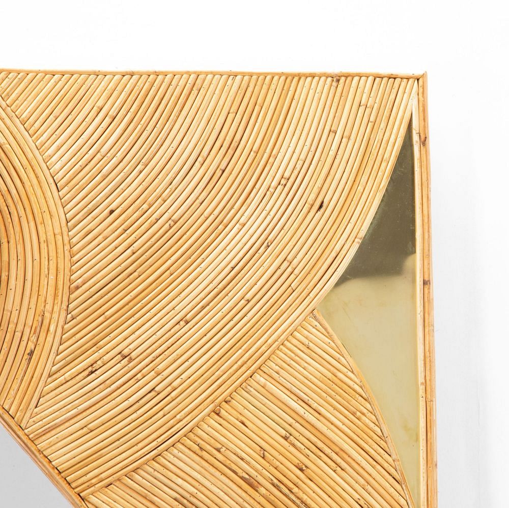 Contemporary Italian Bamboo and Brass Wall Mirror MI4633584
