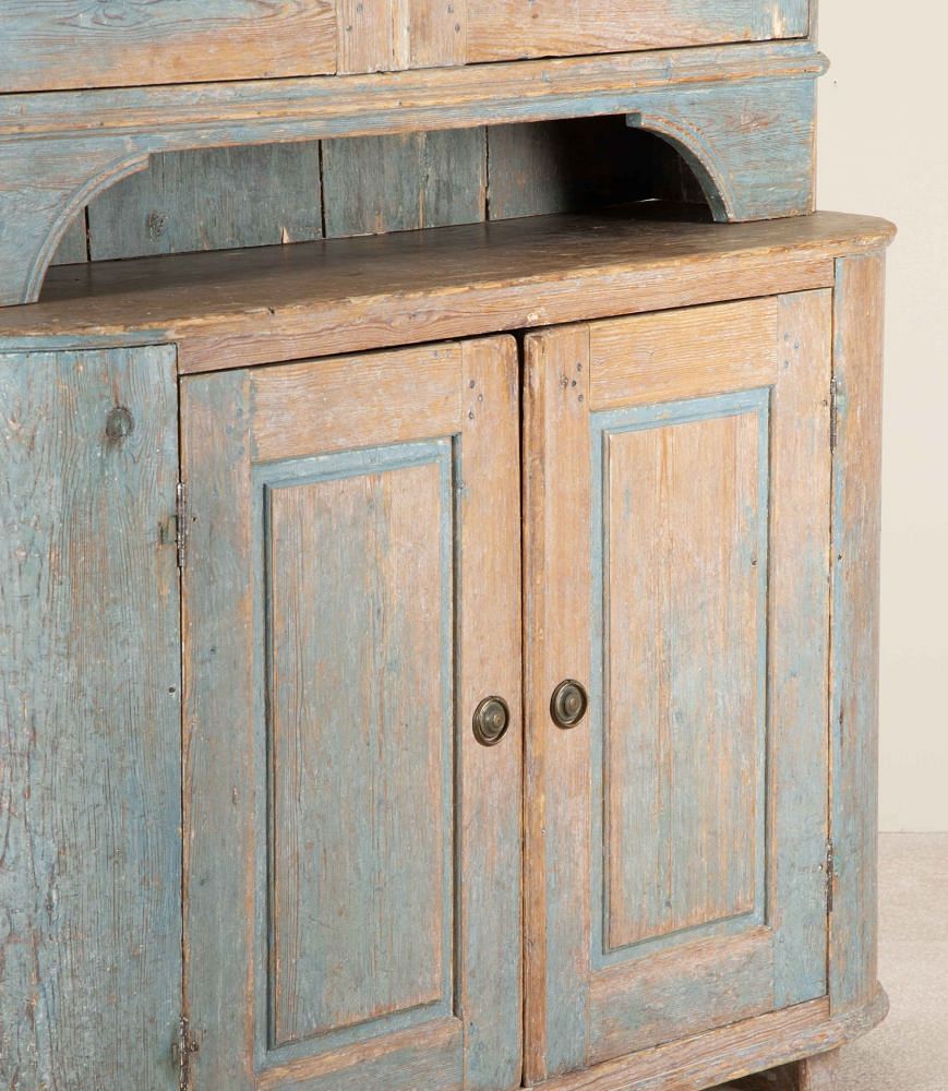 19th Century Two Part Cabinet in Original Paint, from Umea Vasterbotten, Sweden CU6041465