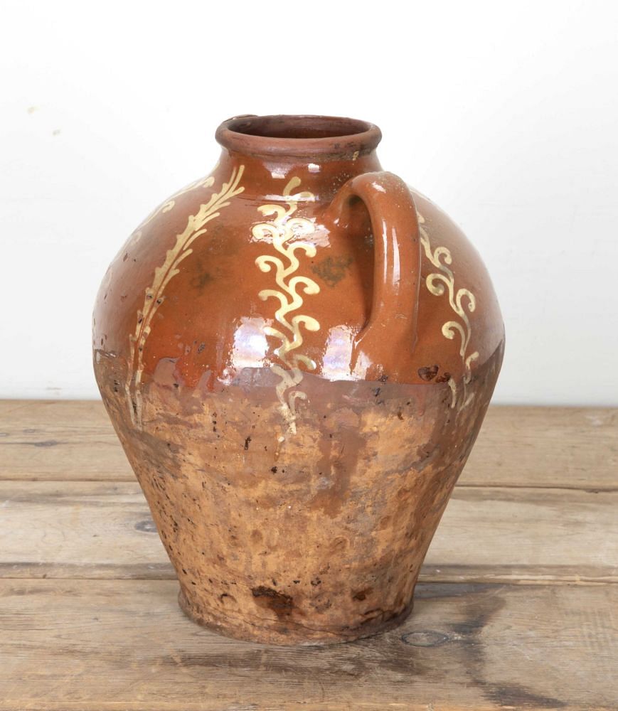 19th Century French Glazed and Decorated Terracotta Oil Jar DA7542219