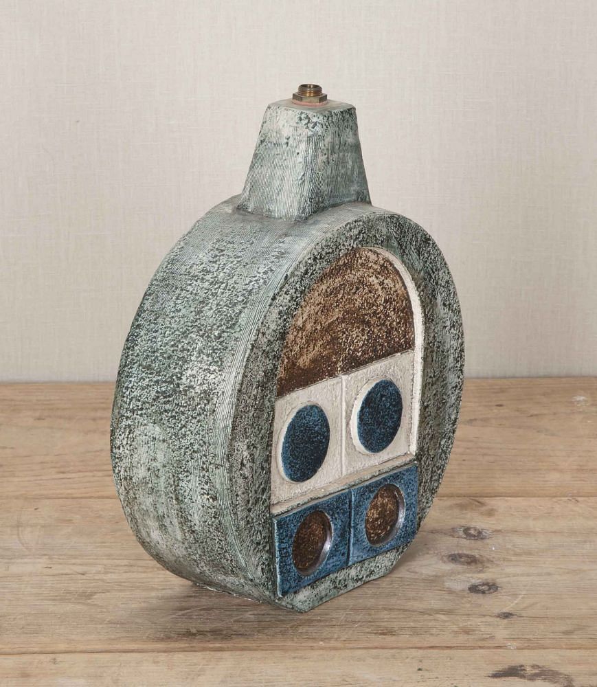 Large 20th Century English Troika Pottery Wheel Shaped Lamp Base DA8543038