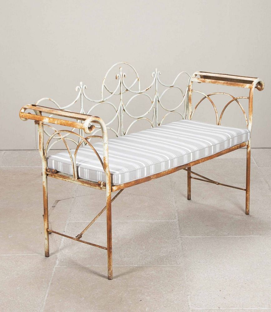 20th Century French Metal Bench with Cushion GA2043105