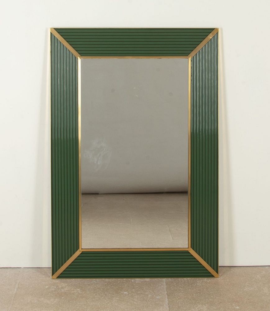 Contemporary Italian Olive Green Glass Frame Mirror MI4643300