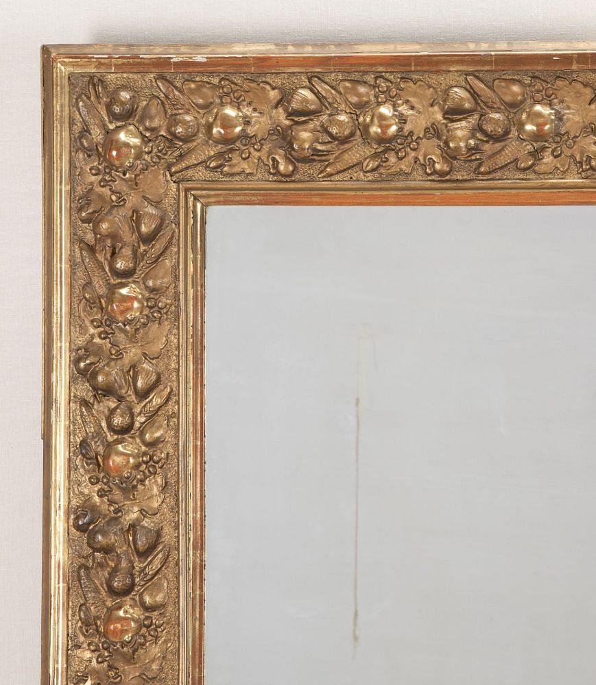 Large Late 19th Century French Gilt Frame Mirror with Fruit Decoration MI4843136