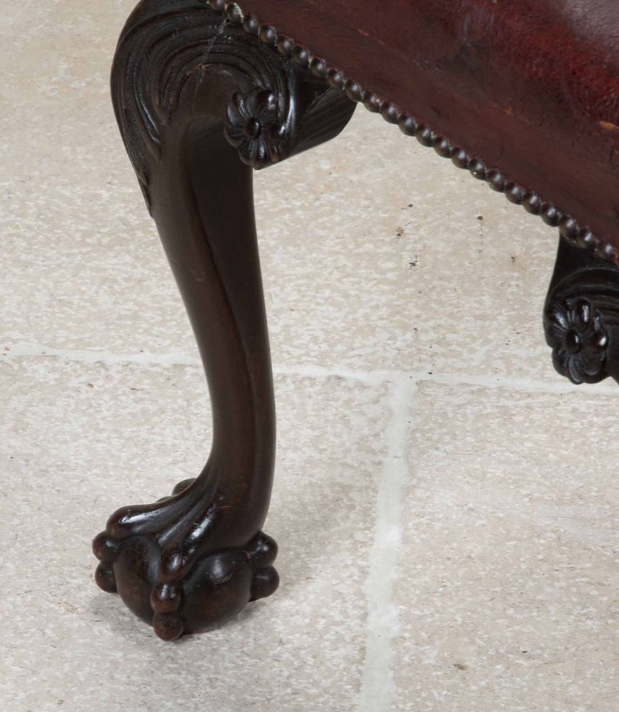 Late 19th Century English Mahogany Stool with Leather Seat ST6243310
