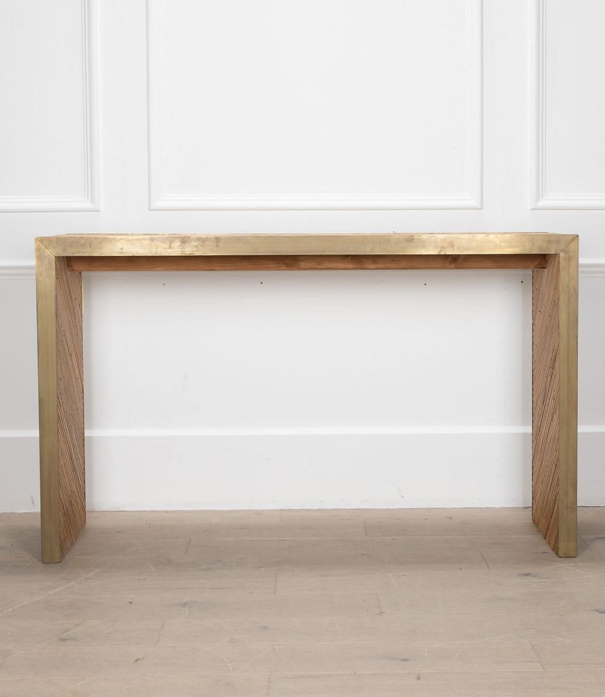 Contemporary Bamboo and Brass Console Table TA4635870