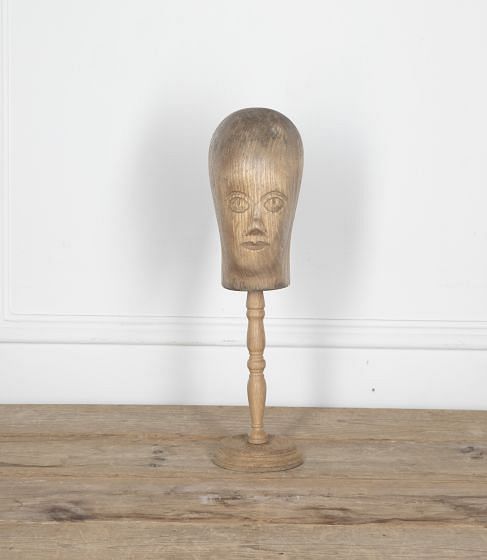 1900's German Carved Wooden Milliners Head on Stand OF2329638