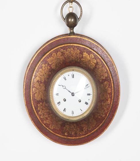 19th Century Red Tole Charles X Bullseye Wall Clock DA6330149