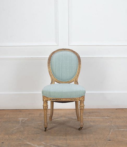 19th Century Single Gilt and Upholstered Side Chair CH5934200