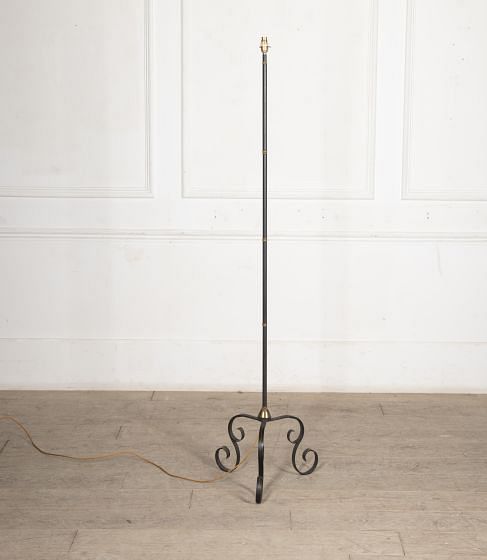 20th Century Black Metal and Brass Floor Lamp LL1527726