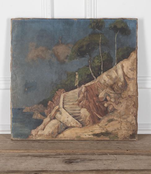 20th Century French Oil On Canvas of a Lakeside WD8030835