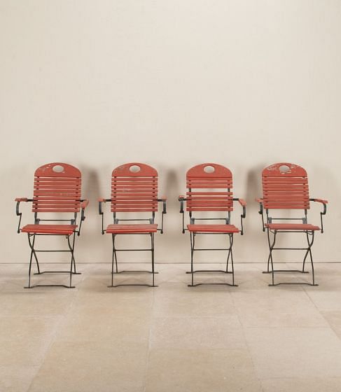 20th Century French Red Painted Folding Boat Chairs GA2025839