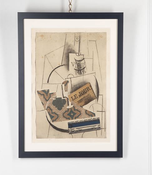 20th Century Pablo Picasso, Bottle of Vieux Marc, Glass and Newspaper Litho WD2931342