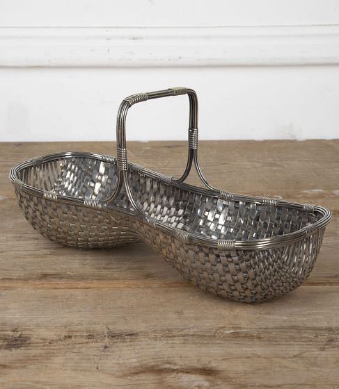 20th Century Silver Plate Woven Wine Harvest Basket DA1525496