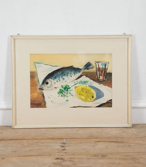 20th Century Still Life Painting of Fish, Lemon & Parsely WD1534309