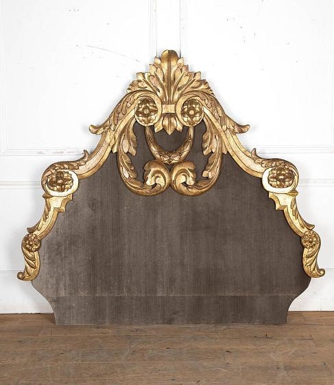 SALE: 19th Century Large Italian Giltwood Upholstered Headboard BD3425699