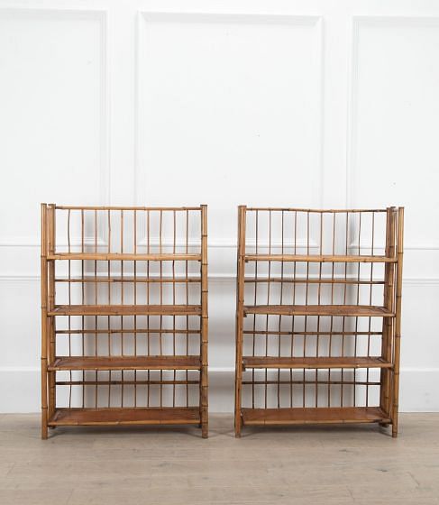 Pair of 20th Century French Folding Bamboo Bookcase Shelves BK1539443