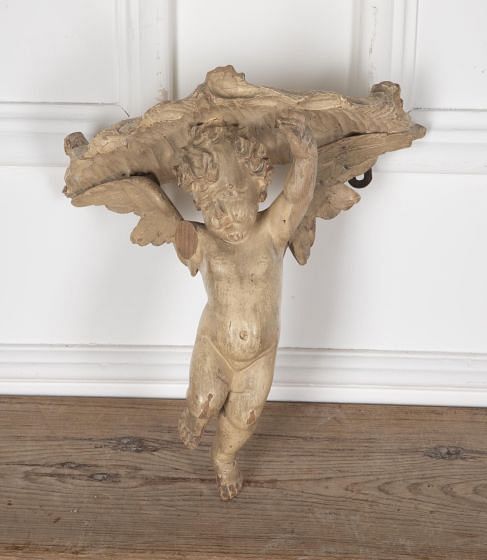 19th Century Carved Wood Italian Putti / Cherub Bracket Shelf BK8030441