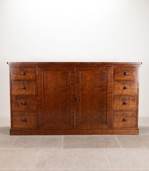 19th Century English Mahogany Low Linen Press BU8241745