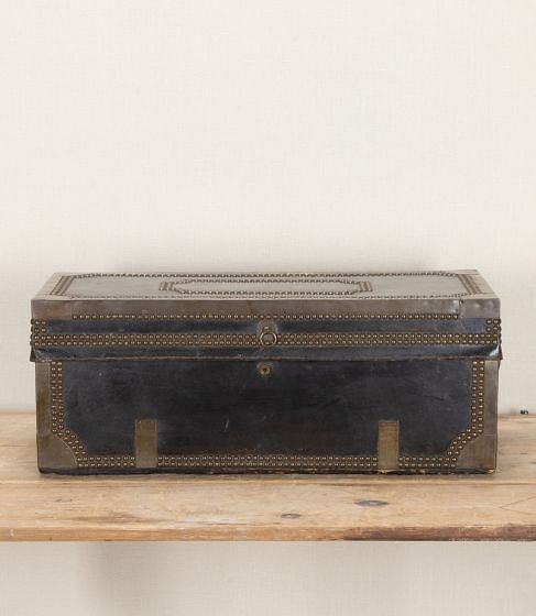 Late 19th Century Leather Bound Camphor Wood Trunk CB2542670