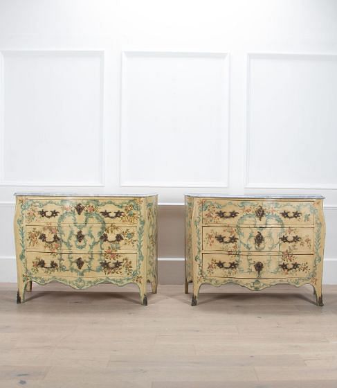 Pair of 19th Century Venetian Hand Painted Commodes CC3435653