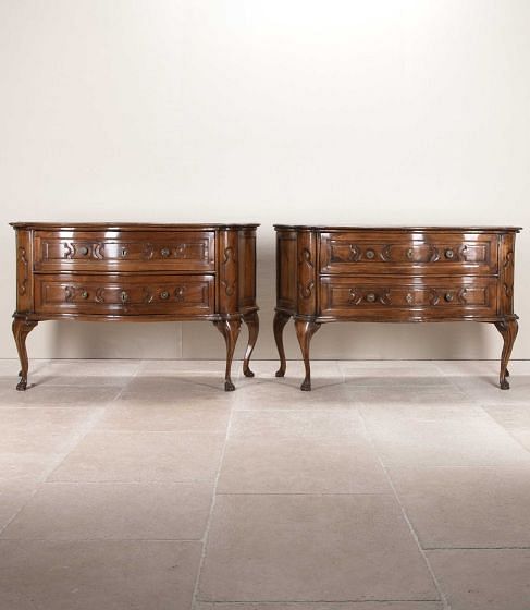 Pair of 19th Century Italian Louis XV Walnut Commodes CC3842774