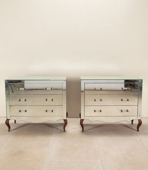 Pair of 20th Century French Art Deco Mirror Commodes CC4542875
