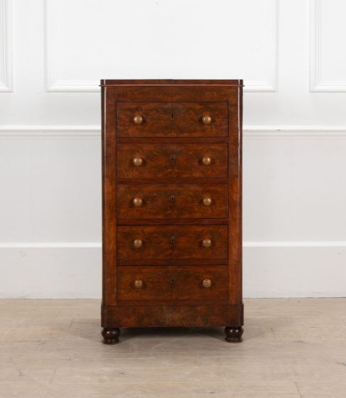 19th Century French Flame Mahogany Five Drawer Chest CC5444214