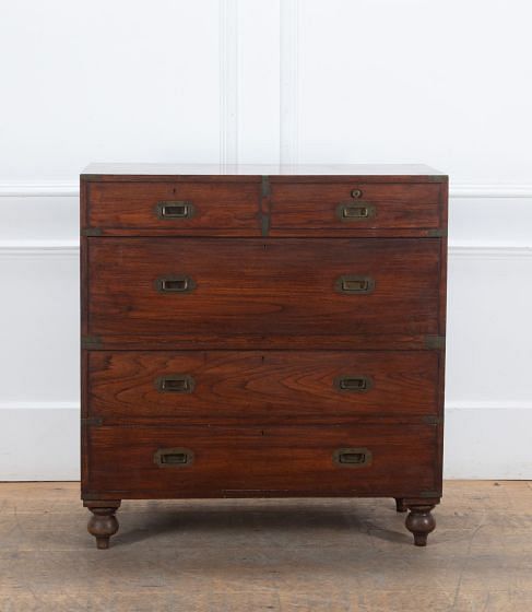 19th Century English Teak Campaign Chest of Drawers CC8239596