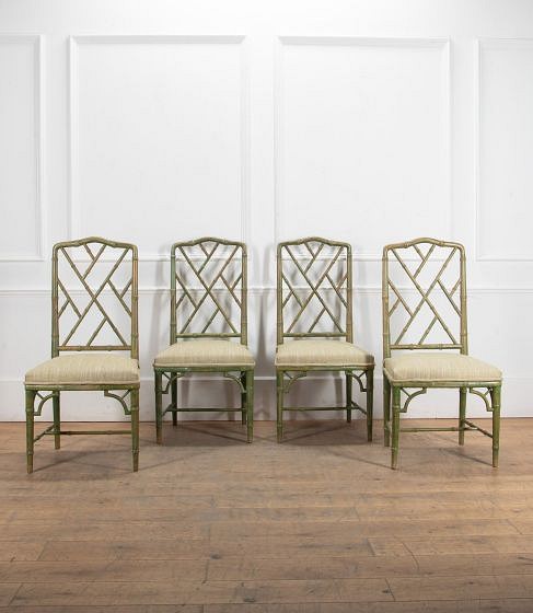 Set of Four 20th Century Faux Bamboo Chippendale Dining Chairs CD0740632