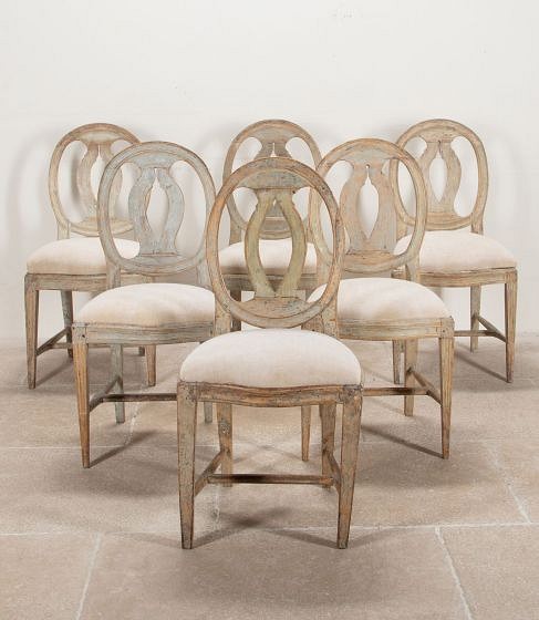 Harlequin Set of Six Late 18th Century Swedish Rococo Period Chairs CD1341571