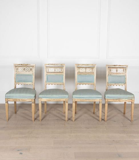 Set of Four Italian 19th Century Silvered Wood Chairs CD2839556