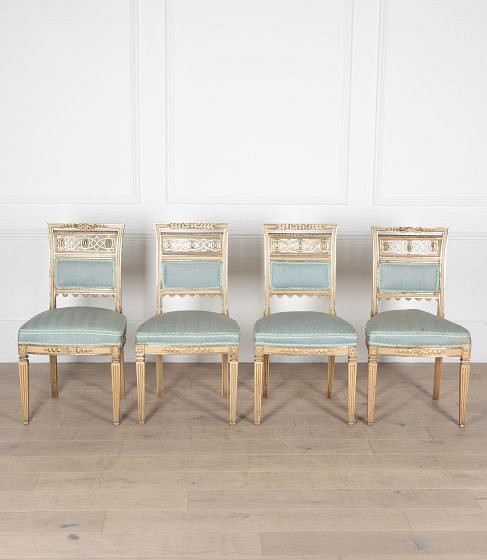 SALE: Set of Four Italian 19th Century Silvered Wood Chairs CD2839556