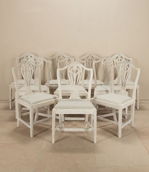 Set of Ten 20th Century English Painted Dining Chairs CD8443789