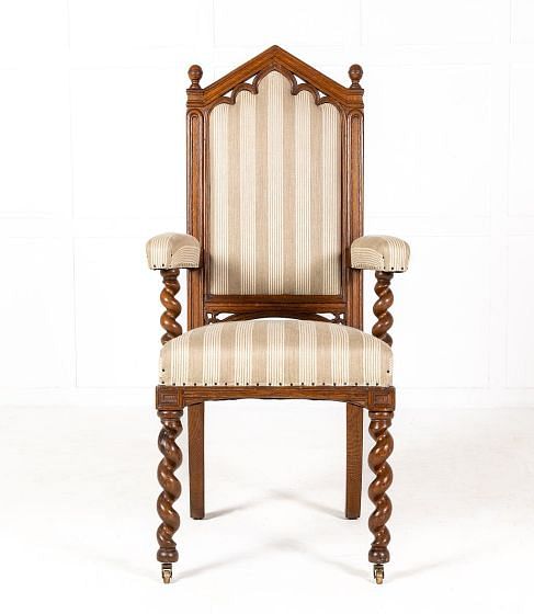 19th Century English Gothic Oak Armchair CH0628990