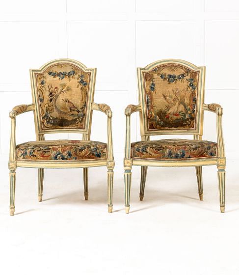 Pair of 18th Century French Painted Armchairs CH0639967