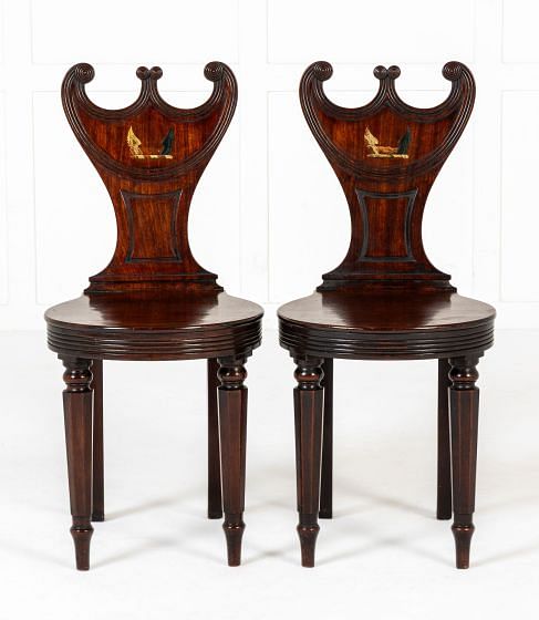 Pair of 19th Century English Regency Mahogany Hall Chairs CH0641034