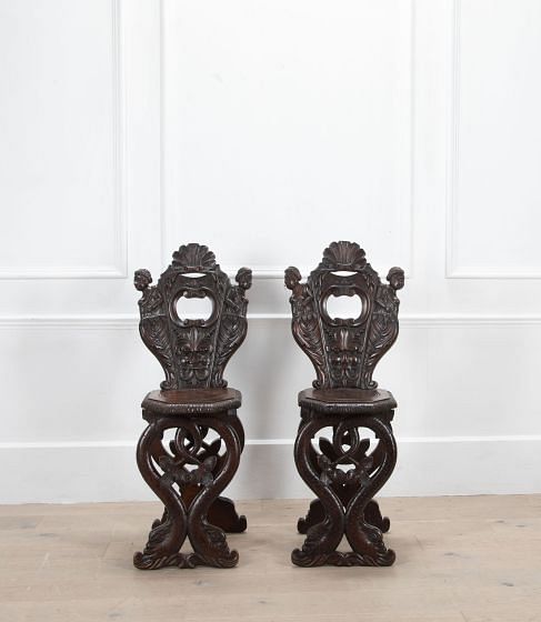 Pair Of 19th Century Italian Scabello Chairs CH1535439