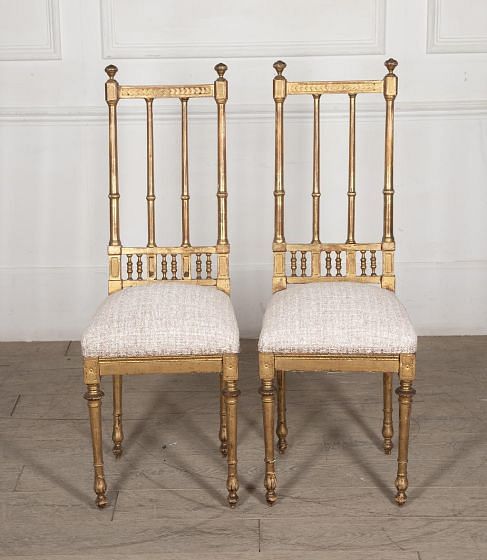Pair of Late 18th Century Bois d’or Gilded Side Chairs CH2828427