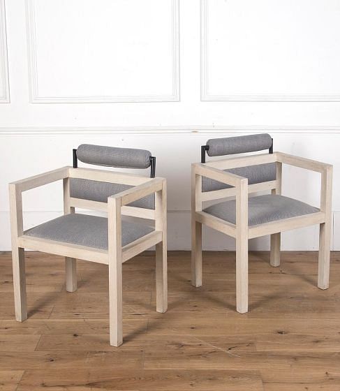 Pair of 1970s Bleached Oak Armchairs CH3610280