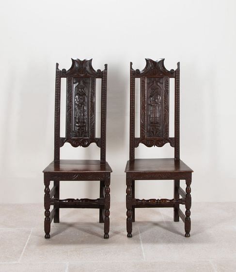 Pair of 19th Century Victorian Oak Side Chairs CH4341692