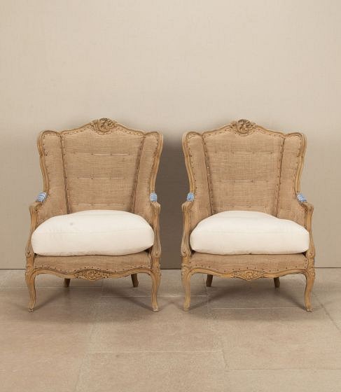 Pair of 19th Century French 'Bergeres' Armchairs in the Deconstructed Style CH4443552
