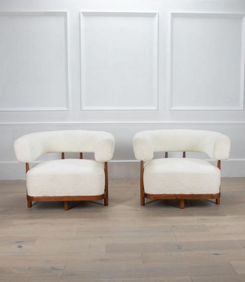 Pair of Contemporary Bouclé Armchairs CH4635020