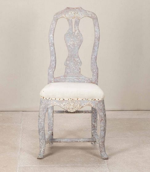 18th Century Swedish Rococo Side Chair in Original Paint CH7242935