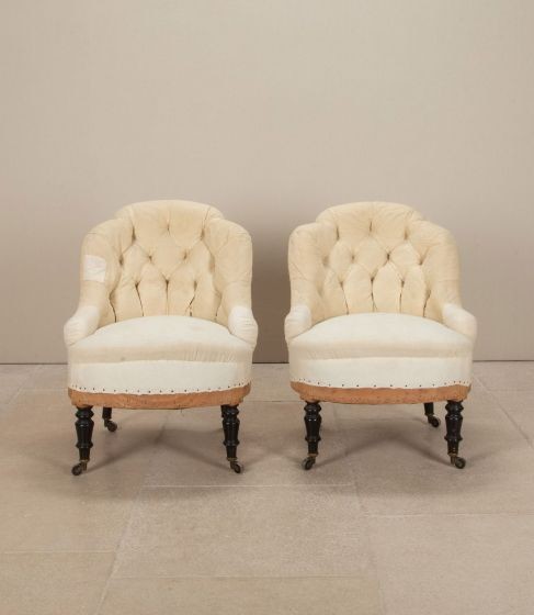 Pair of Late 19th Century French Country House Button Back Armchairs CH7244092