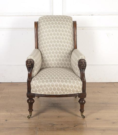 English 19th Century Lion's Head Armchair CH8016030