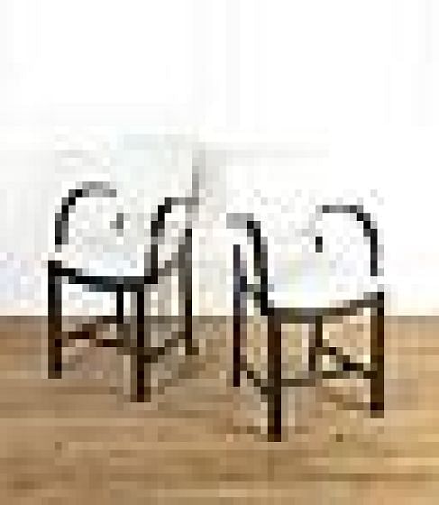 Pair of Ebonised and Faux Shearling Armchairs CH8413919