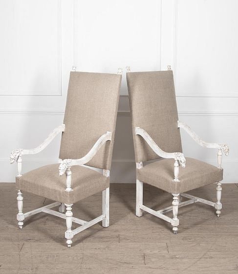Pair of 19th Century Painted Decorative Open Armchairs CH8430245