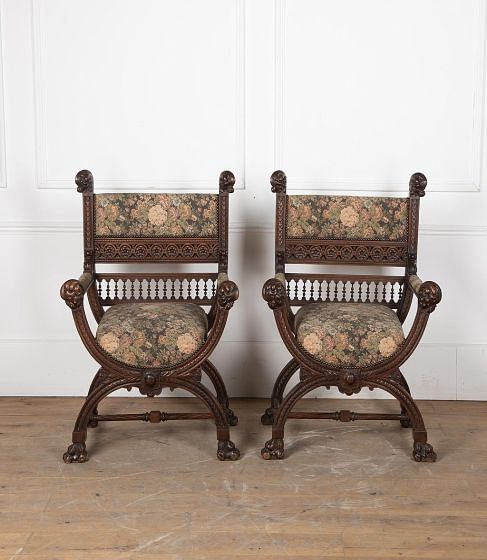 Pair of 19th Century French Renaissance Style Armchairs CH8528610