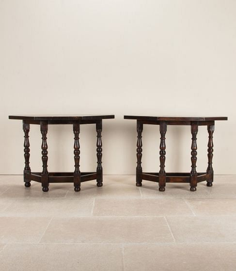 Pair of Late 18th Century Italian Solid Walnut Console Tables CO3442952