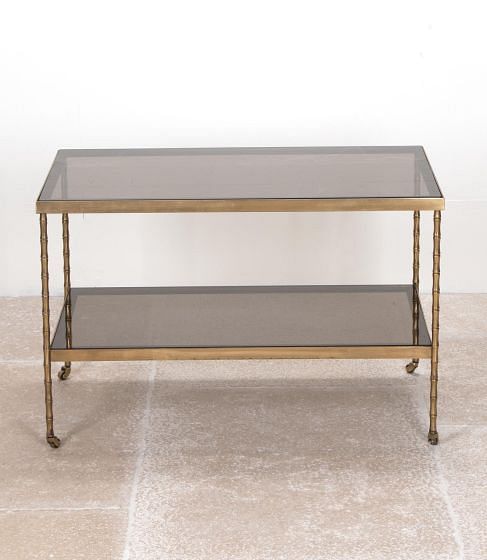 Mid-Century French Brass Faux Bamboo and Brass Side Table CO3541769